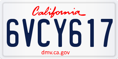 CA license plate 6VCY617