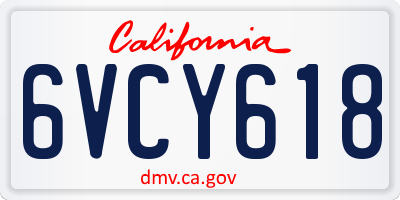 CA license plate 6VCY618