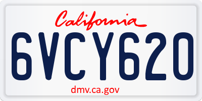 CA license plate 6VCY620
