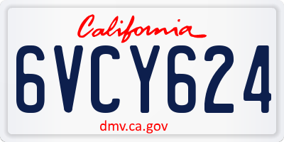 CA license plate 6VCY624