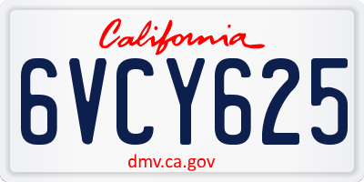 CA license plate 6VCY625
