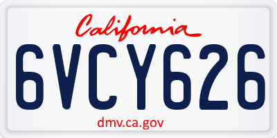 CA license plate 6VCY626