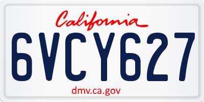 CA license plate 6VCY627