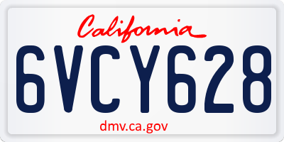 CA license plate 6VCY628