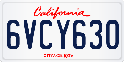CA license plate 6VCY630