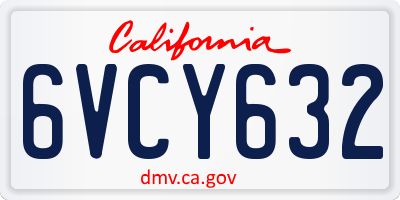 CA license plate 6VCY632