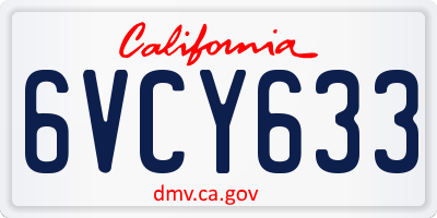 CA license plate 6VCY633