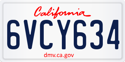 CA license plate 6VCY634