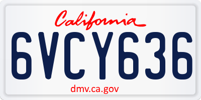 CA license plate 6VCY636