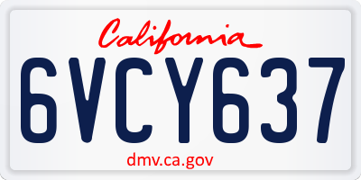 CA license plate 6VCY637