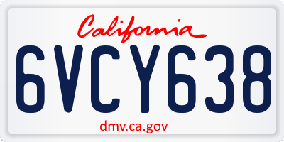 CA license plate 6VCY638
