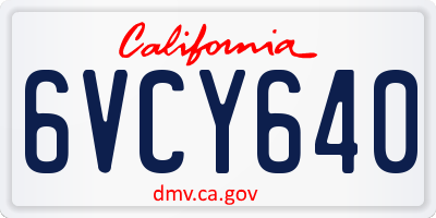 CA license plate 6VCY640