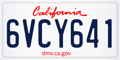 CA license plate 6VCY641