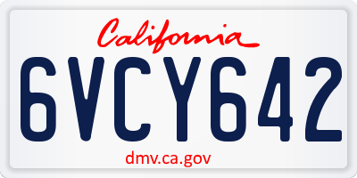 CA license plate 6VCY642