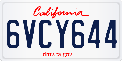 CA license plate 6VCY644