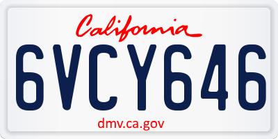 CA license plate 6VCY646