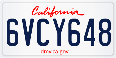 CA license plate 6VCY648