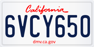 CA license plate 6VCY650