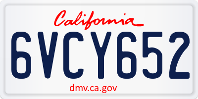 CA license plate 6VCY652