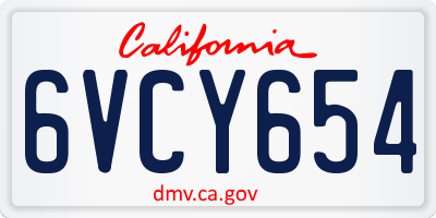 CA license plate 6VCY654