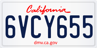 CA license plate 6VCY655