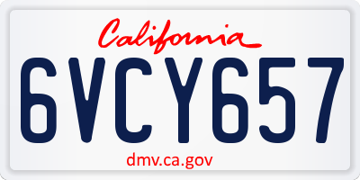 CA license plate 6VCY657