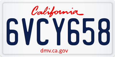 CA license plate 6VCY658