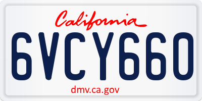 CA license plate 6VCY660