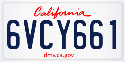 CA license plate 6VCY661