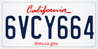 CA license plate 6VCY664