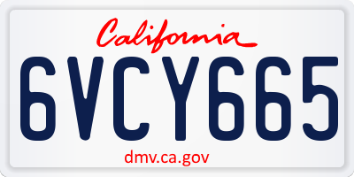 CA license plate 6VCY665