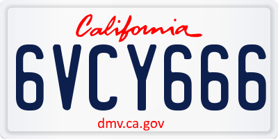 CA license plate 6VCY666