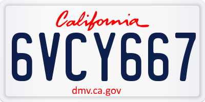 CA license plate 6VCY667