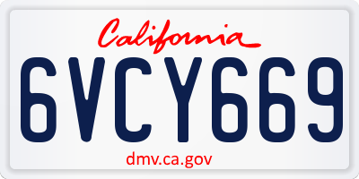 CA license plate 6VCY669