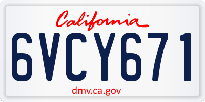 CA license plate 6VCY671