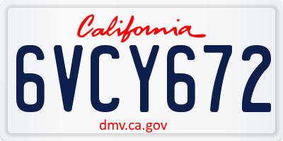 CA license plate 6VCY672
