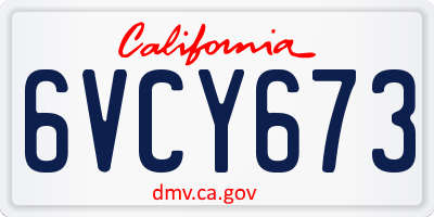CA license plate 6VCY673