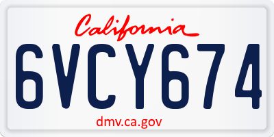 CA license plate 6VCY674