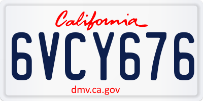 CA license plate 6VCY676