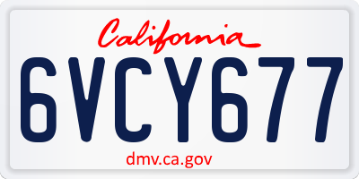 CA license plate 6VCY677