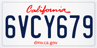 CA license plate 6VCY679