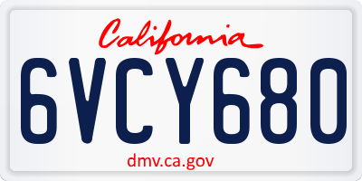 CA license plate 6VCY680