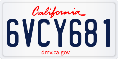 CA license plate 6VCY681