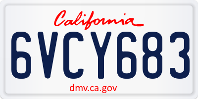 CA license plate 6VCY683