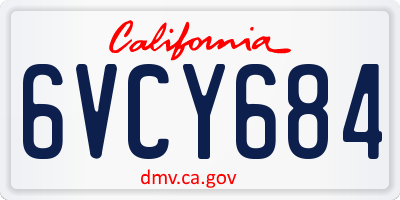 CA license plate 6VCY684