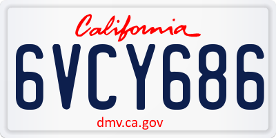 CA license plate 6VCY686