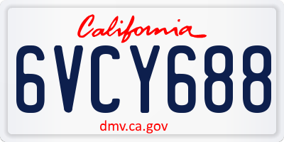 CA license plate 6VCY688