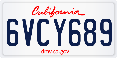 CA license plate 6VCY689