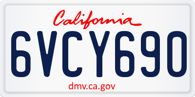 CA license plate 6VCY690
