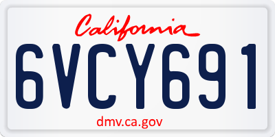 CA license plate 6VCY691